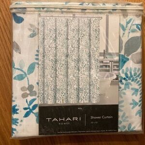 Tahari Shower Curtain Blue & Gray Floral NWT